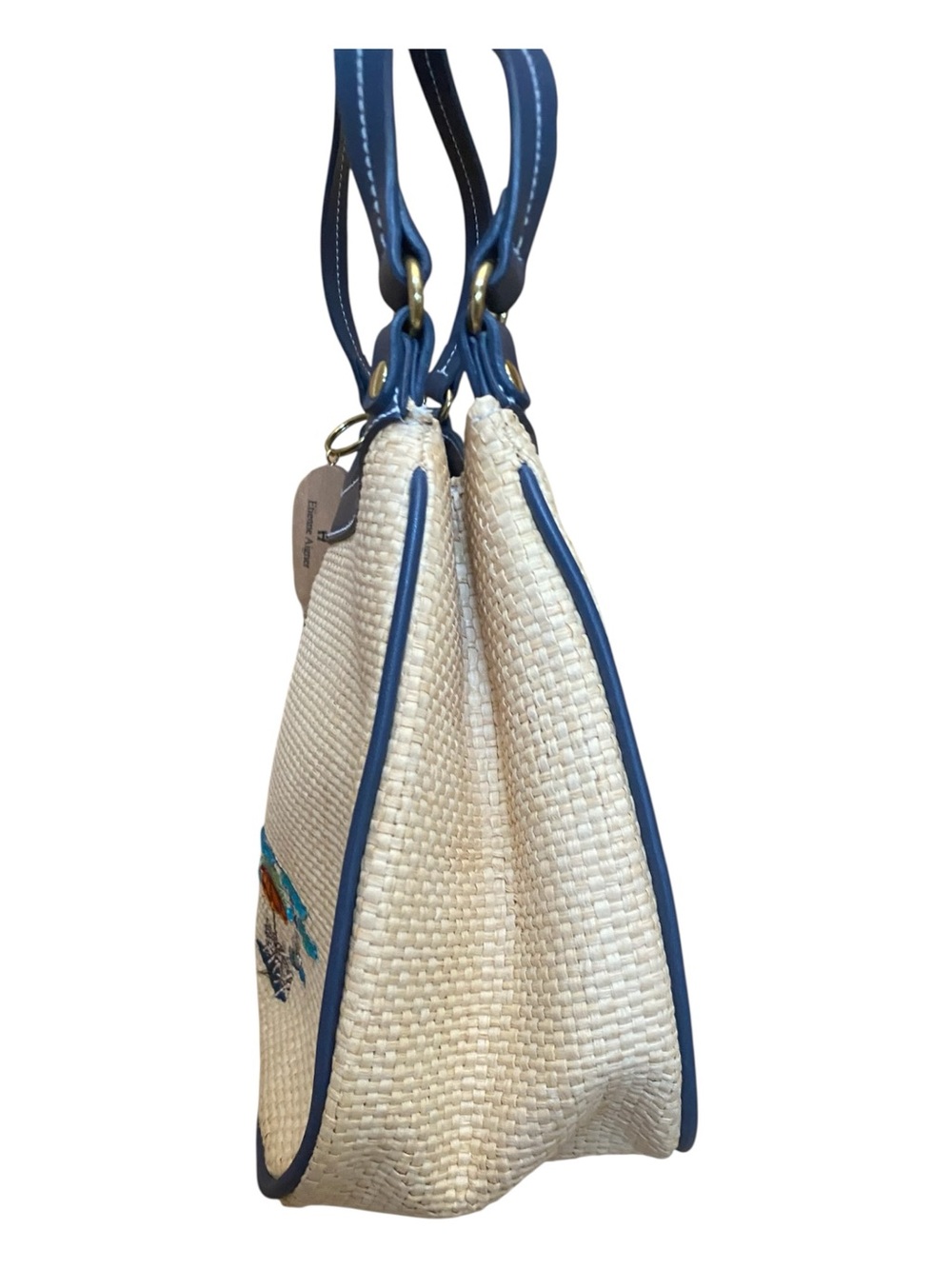 Etienne Aigner Womens Straw Beach Themed Embroidered Purse Sequins NWOT - Picture 2 of 8